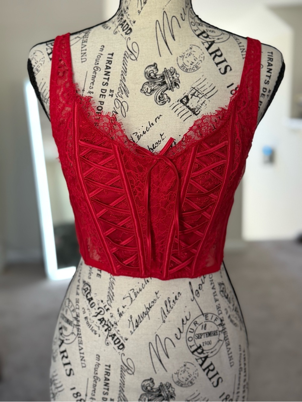 Victoria’s Secret Red Lace Bustier Top